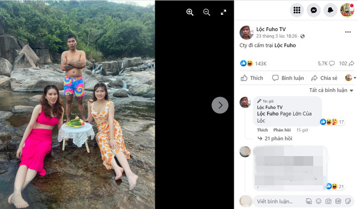 Lộc Fuho cùng nhân viên trong công ty đi cắm trại