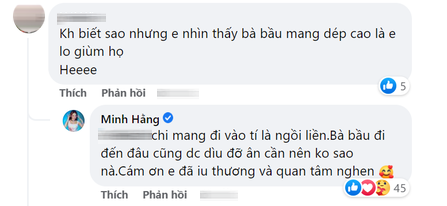 Minh Hằng đáp trả sự quan tâm của người hâm mộ.