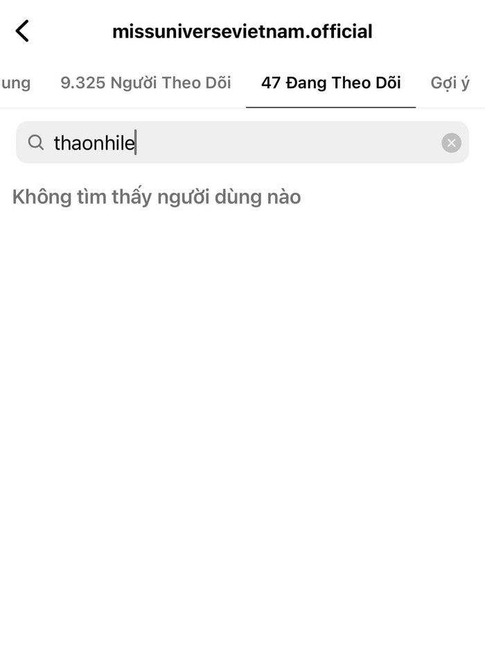 Sau khi thông báo, tổ chức này đã thẳng tay hủy theo dõi Á hậu Việt kiều.