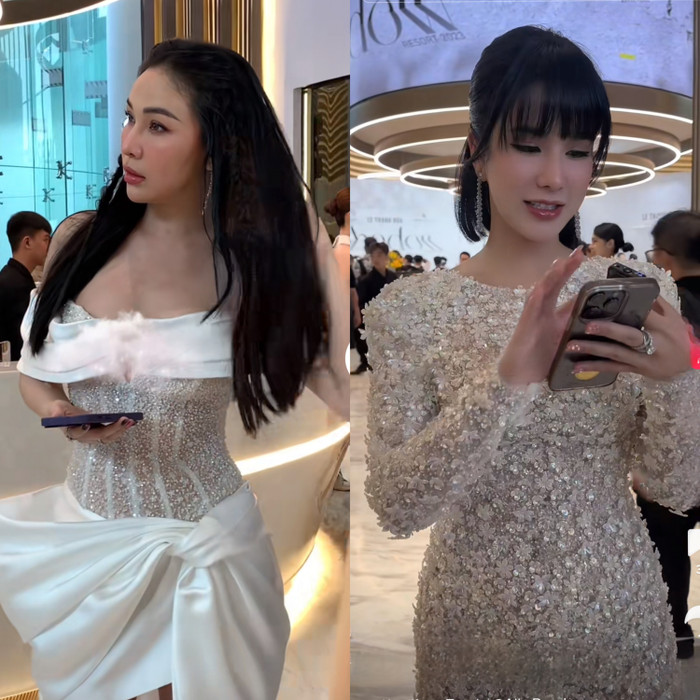 Nữ diễn viên Một nửa yêu thương được nhận xét không có bức phá về ngoại hình với chiếc đầm trắng trễ vai khoe ngực, còn cựu người mẫu lại biến hoá với đủ phong cách mỗi khi xuất hiện trước đám đông. 