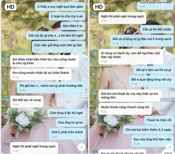 Những dòng tin nhắn cuối nữ nạn nhân nhắn cho chồng trước khi bị sát hại. (Ảnh: Người lao động).