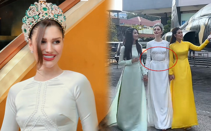 Vừa đến Việt Nam, đương kim Miss Grand gặp ngay sự cố khi diện áo dài Ảnh 2