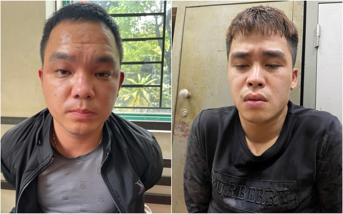 Hai đối tượng tại cơ quan công an. (Ảnh: CAHN).
