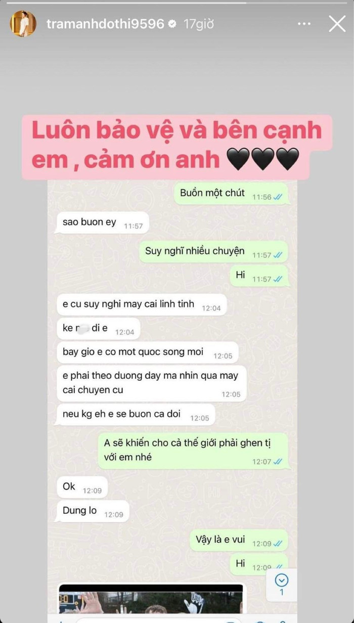 Trâm Anh hạnh phúc chia sẻ sự ân cần của bạn trai dành cho cô