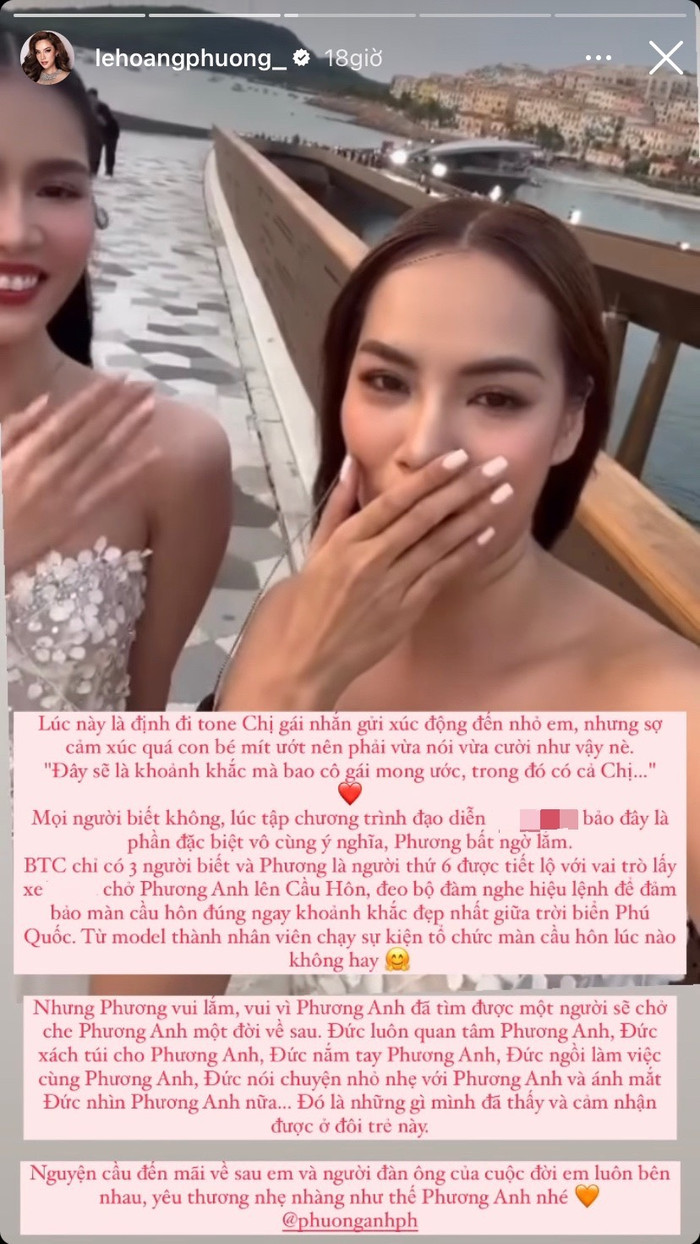 Lê Hoàng Phương chính là một trong những người đã giúp buổi cầu hôn của doanh nhân Đức Hồ dành cho Á hậu Phương Anh diễn ra trọn vẹn