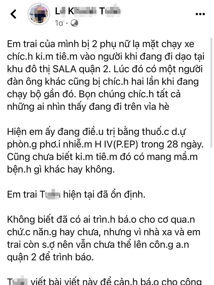  Xôn xao thông tin thiếu niên 16 tuổi bị 2 phụ nữ lạ mặt chích kim tiêm khi đang đi tập thể dục Ảnh 1