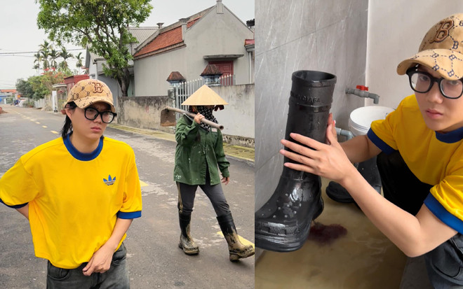 Phạm Thoại bất lực nhìn đôi giày hiệu 40 triệu bị mẹ lấy đi lội ruộng, cảnh xử lý hậu quả đến là hài Ảnh 2