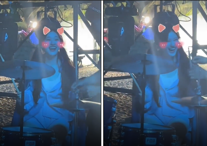 Triệu Lộ Tư vui vẻ nhận lời khen về kỹ năng đánh trống.