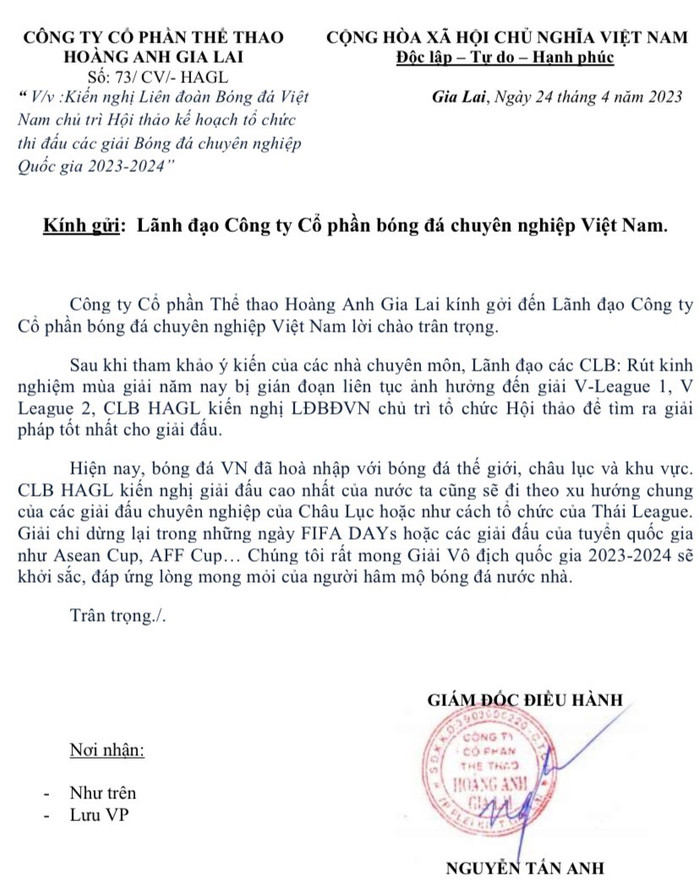  CLB HAGL kiến nghị VPF không dừng giải, có thể làm theo Thai League Ảnh 1