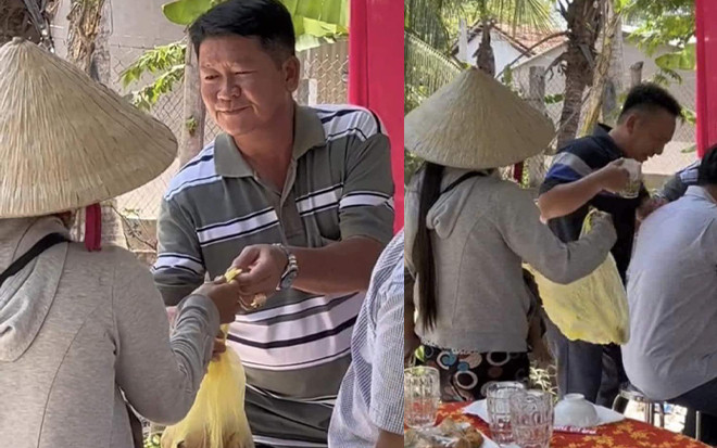 Người đàn ông dồn cỗ vào túi nilon tặng mẹ con chị bán vé số, cách cho 'đặc biệt' khiến ai nấy nể phục Ảnh 2