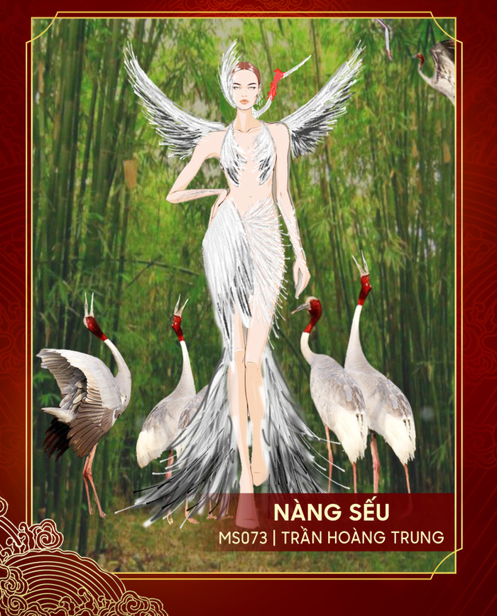 6. Nàng sếu cũng là một mẫu thiết kế rất độc đáo nhất là chi tiết 4 chú sếu sẽ cùng tham gia trình diễn. 