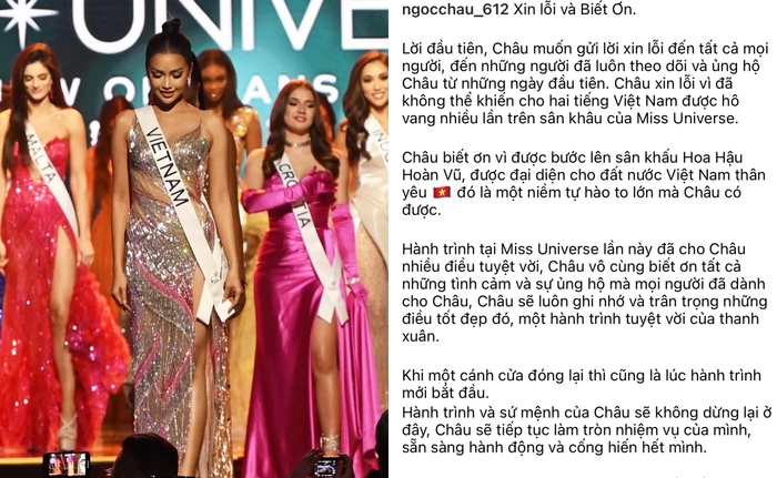 Bài đăng gửi lời 'cảm ơn và xin lỗi' của nàng hậu sau khi trượt khỏi top 16 Miss Universe 2022