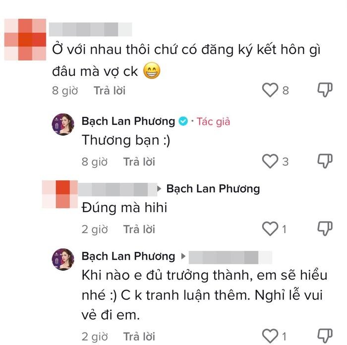  Bị cà khịa chuyện đăng kí kết hôn với Huỳnh Anh, Bạch Lan Phương đáp trả ra sao? Ảnh 1