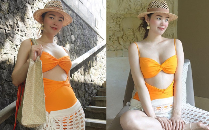 Mẹ bầu Minh Hằng nhập đường đua bikini ngày hè, nhan sắc 10 điểm còn thần thái thế nào? Ảnh 2