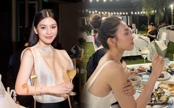 Ảnh hưởng hậu tin đồn quen đại gia, Hoa hậu Tiểu Vy 'trầm tư' uống rượu giải sầu Ảnh 2