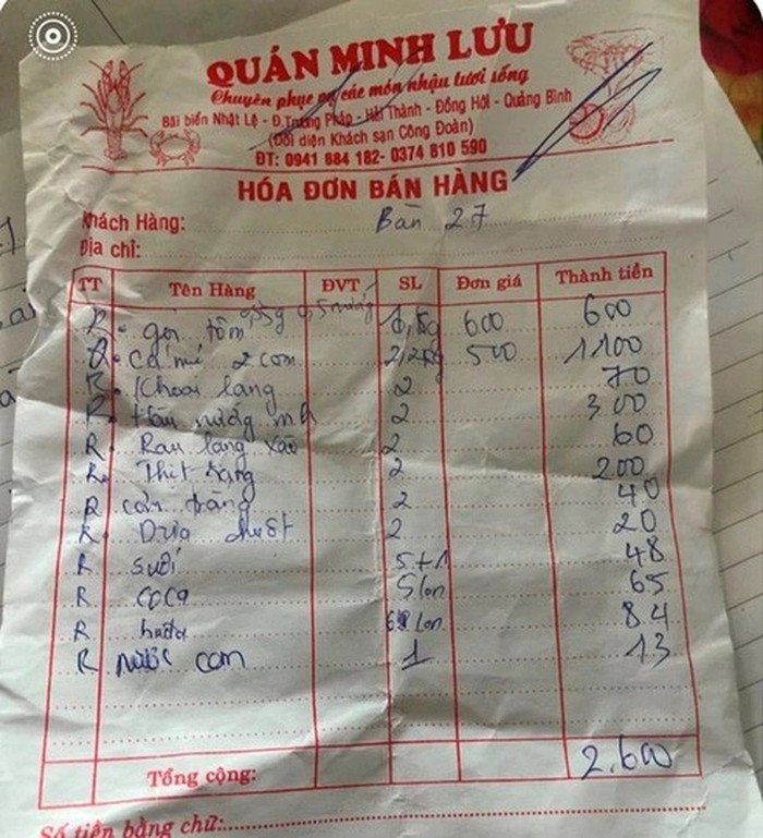  Đoàn du khách đến Quảng Bình ăn hết 2.6 triệu rồi rời đi nhưng chưa trả tiền, lời phân bua gây chú ý Ảnh 2