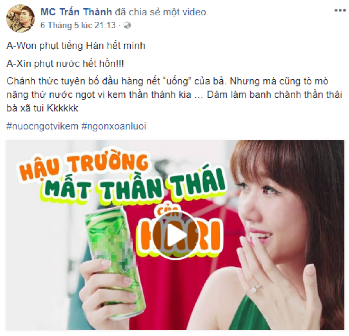 Dễ thương như Trấn Thành: lên hẳn Facebook ‘dìm hàng’ Hari Won chuyện ăn uống Ảnh 4