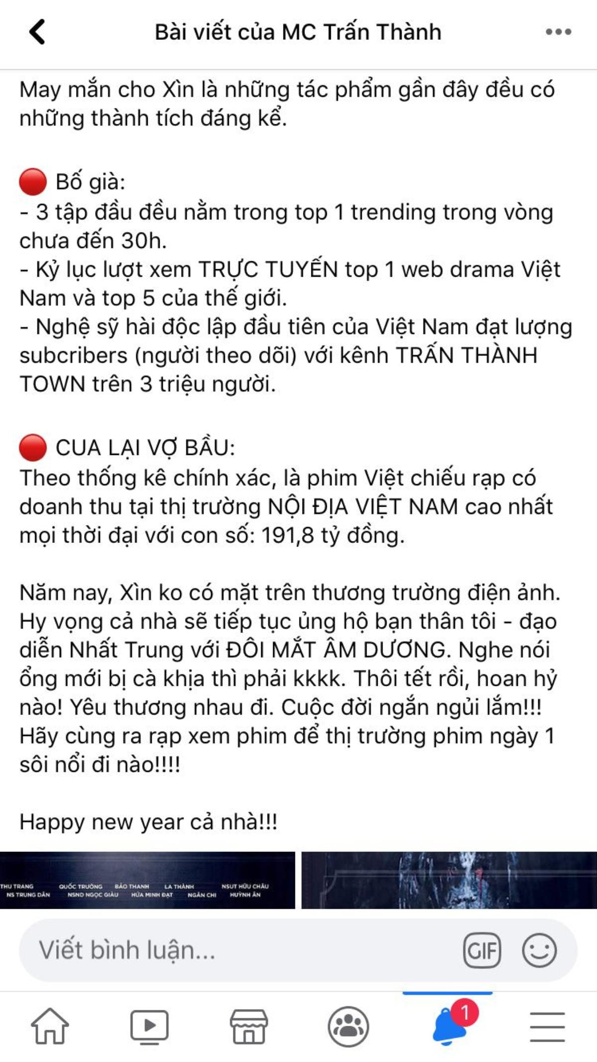 Giữa scandal nói xạo về doanh thu, 'Bố Già' Trấn Thành lên tiếng bênh vực đạo diễn Nhất Trung và ekip phim 'Đôi mắt âm dương’ Ảnh 6