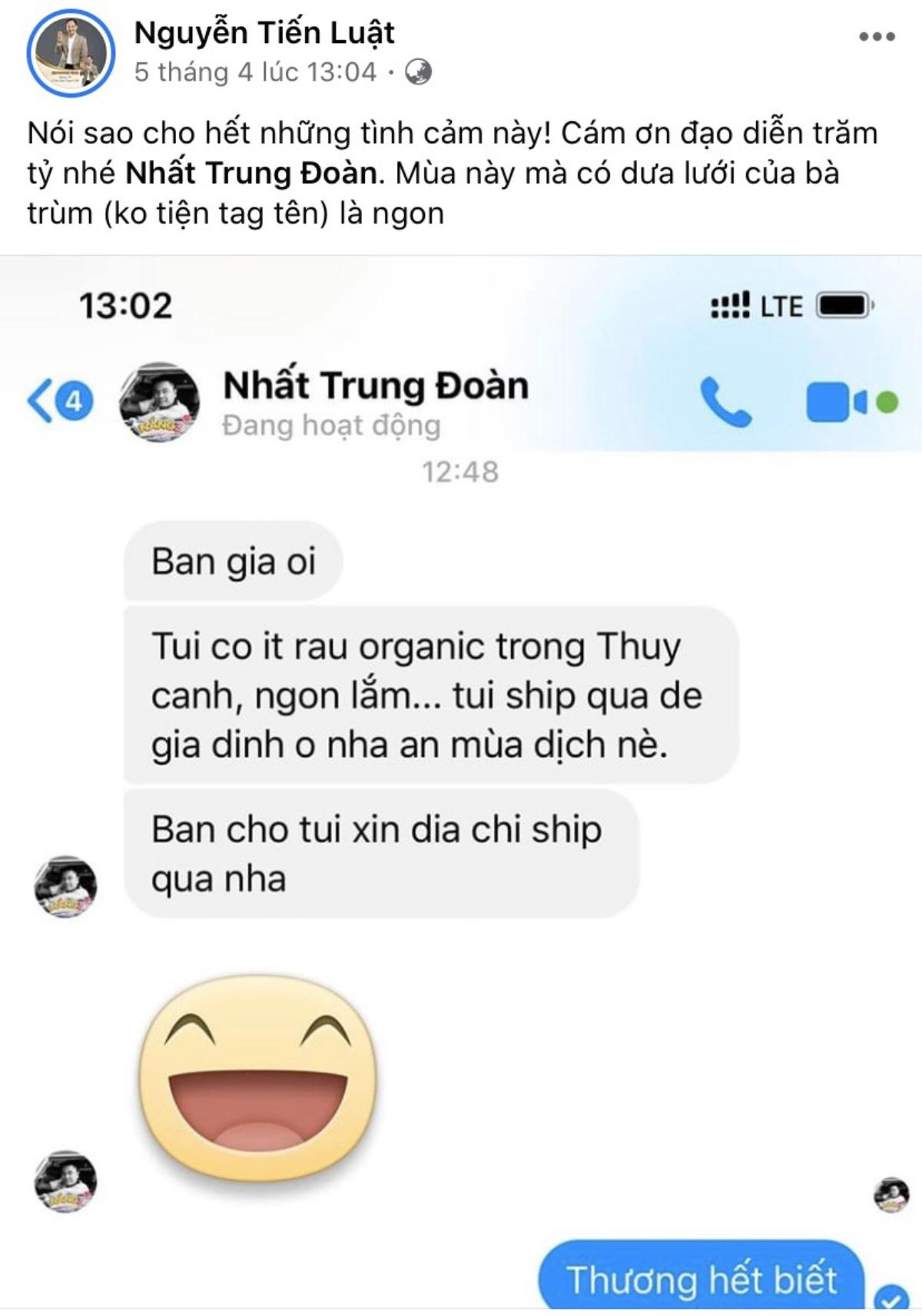 Tiến Luật, Hari Won và loạt sao Việt hạnh phúc khi đạo diễn Nhất Trung gửi tặng rau sạch chống dịch bệnh Ảnh 1