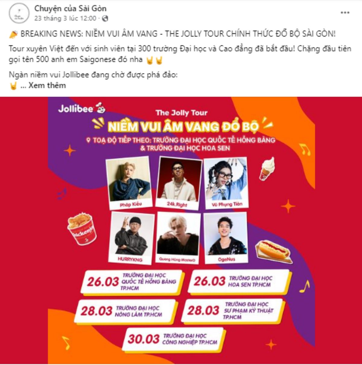 Jollibee hé lộ dàn nghệ sĩ sẽ tham gia biểu diễn tại 300 trường ĐH và CĐ tại The Jolly Tour Ảnh 2