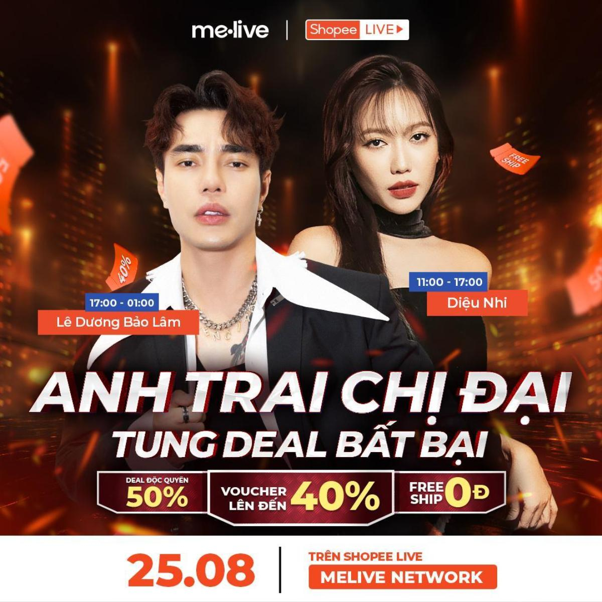 Dương Lâm và Diệu Nhi khuấy đảo Shopee live ngày 25/08 với loạt deal khủng Ảnh 1