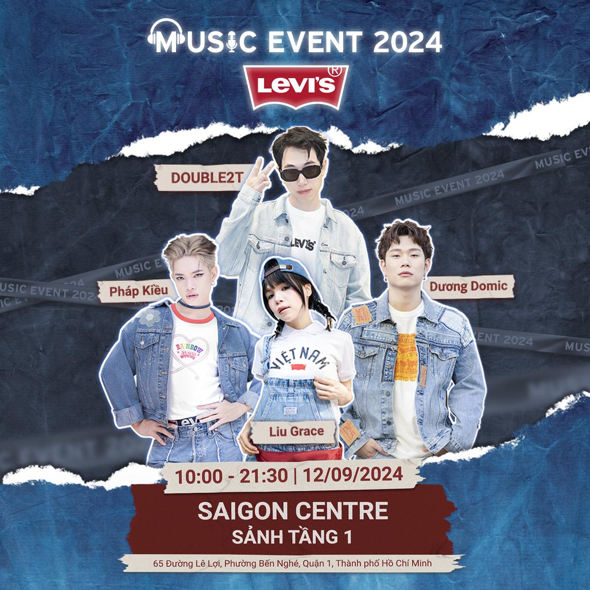 Lễ hội âm nhạc LEVI'S MUSIC EVENT 2024 bùng nổ cùng Double 2T, Dương Domic, Pháp Kiều tại SaiGon Centre Ảnh 1