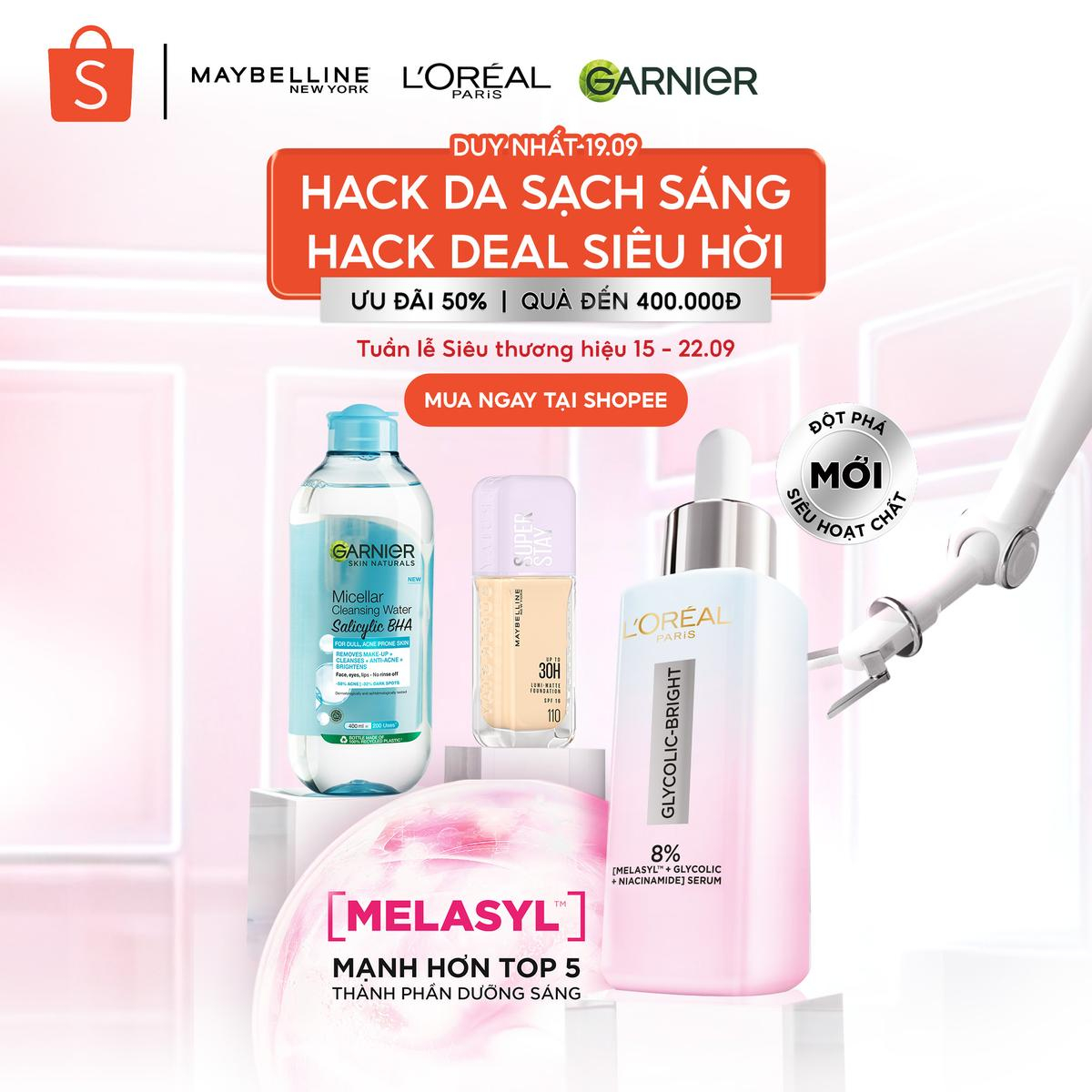 'Hack da sạch sáng, hack deal siêu hời' tại Tuần lễ Siêu Thương Hiệu L'Oreal Paris trên Shopee Mall Ảnh 1