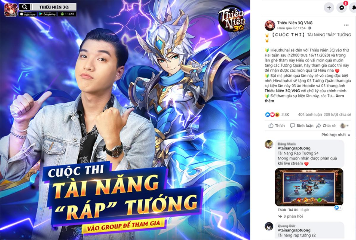 Hieuthuhai “ráp” tướng game Thiếu Niên 3Q trên sóng livestream Ảnh 1