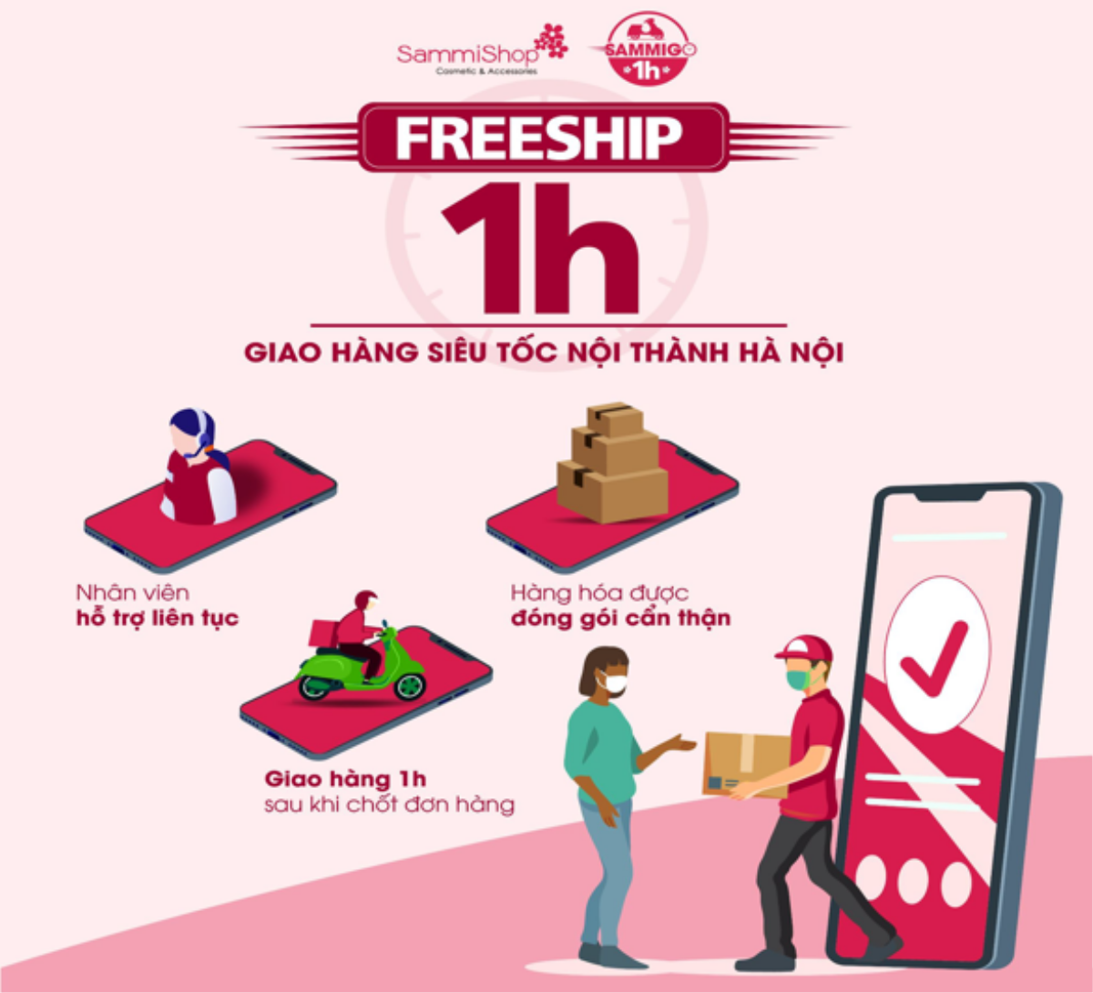 [Freeship 1H] Bước đột phá mới trong dịch vụ giao hàng tại chuỗi siêu thị mỹ phẩm Sammi Shop Ảnh 2