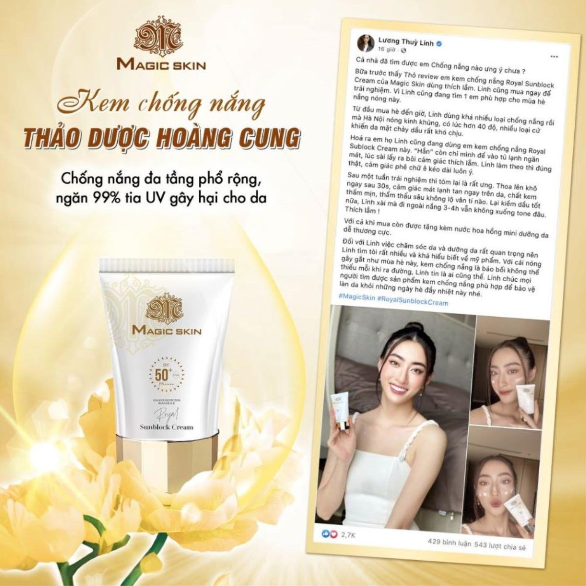 Kem chống nắng hoàng cung Magic Skin được hoa hậu Lương Thùy Linh tin dùng Ảnh 1