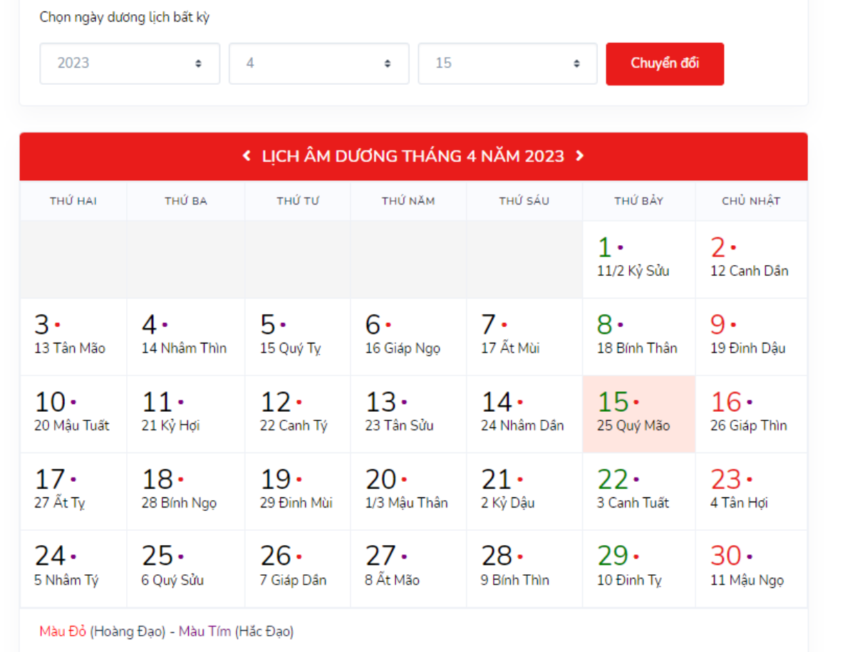 Hướng dẫn cách tra cứu lịch âm dương chính xác với Vansunhuy.net Ảnh 3