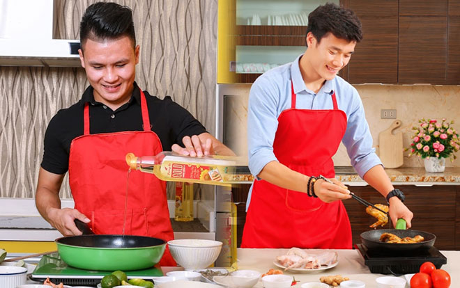 Quang Hải, Tiến Dũng 'đốn tim' fan với thử thách 'Bếp chiến chuẩn vàng' Ảnh 2