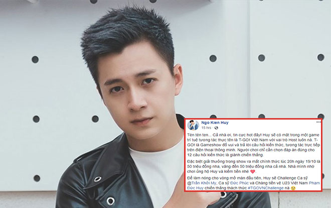 Ngô Kiến Huy 'thách thức' Khởi My, Đức Phúc và cả tiền vệ Phạm Đức Huy khiến dân mạng tò mò Ảnh 2