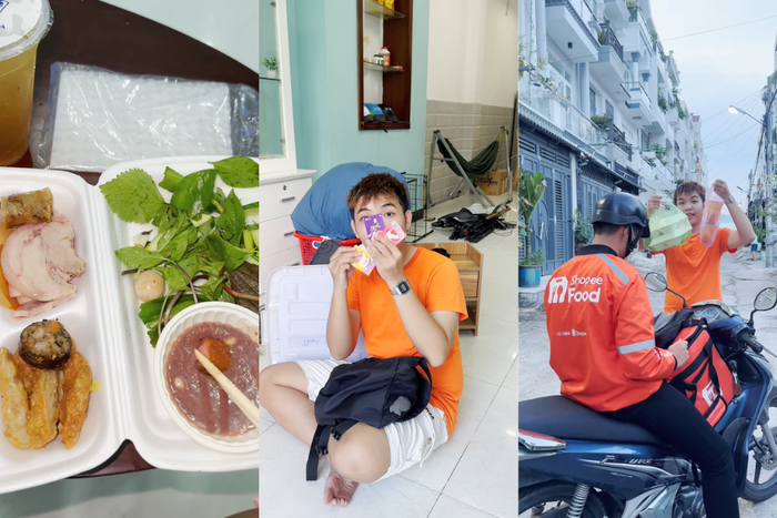 Dọn nhà mệt là thế, nhưng Quốc Halo đã mau chóng “nạp đầy năng lượng” sau khi được thưởng thức mẹt bún đậu với mức giá ưu đãi nhờ bộ sưu tập thẻ Hi-ShopeeFood đầy sắc màu.