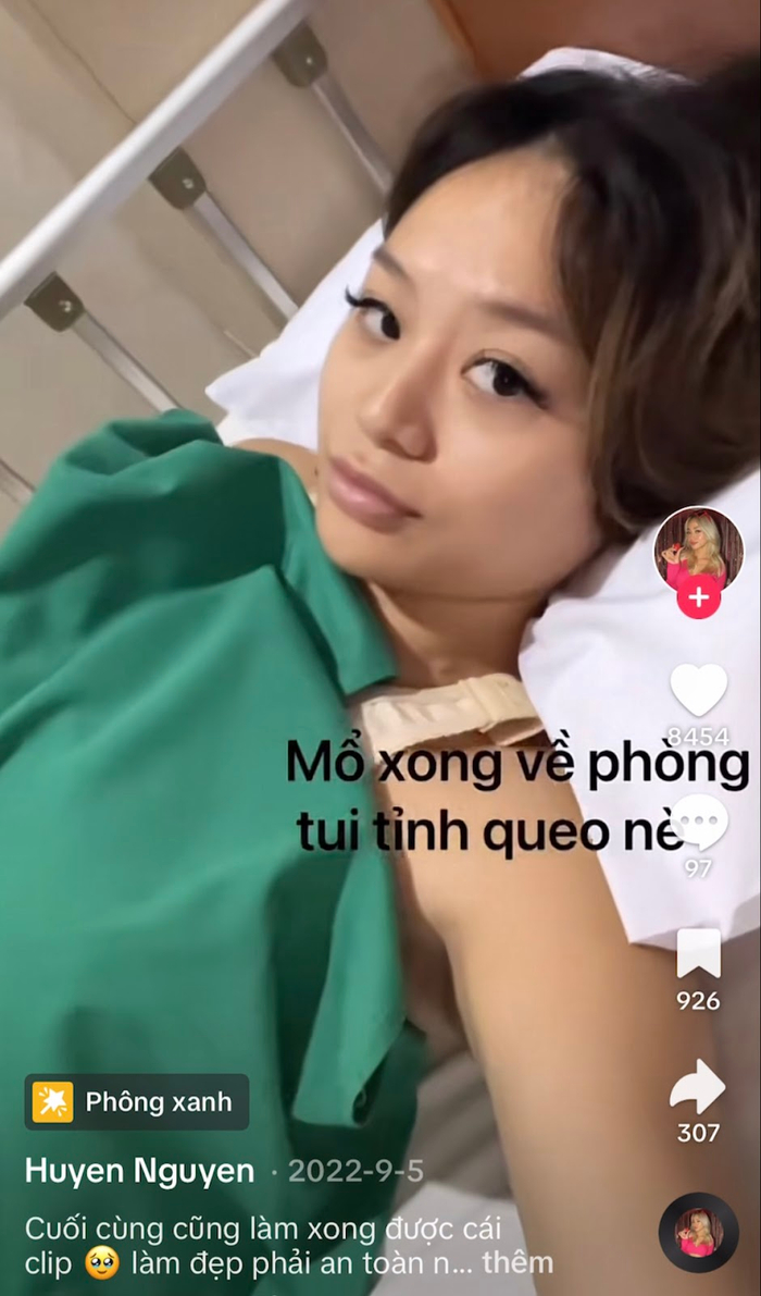 Hình ảnh nàng Tiktoker sau ca mổ