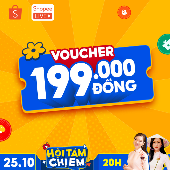 Mã voucher 199.000 đồng sẽ được tung 4 lần xuyên suốt 90 phút livestream, đừng quên theo dõi và săn ngay ưu đãi cực hot này để chốt đơn thêm rẻ nhé!