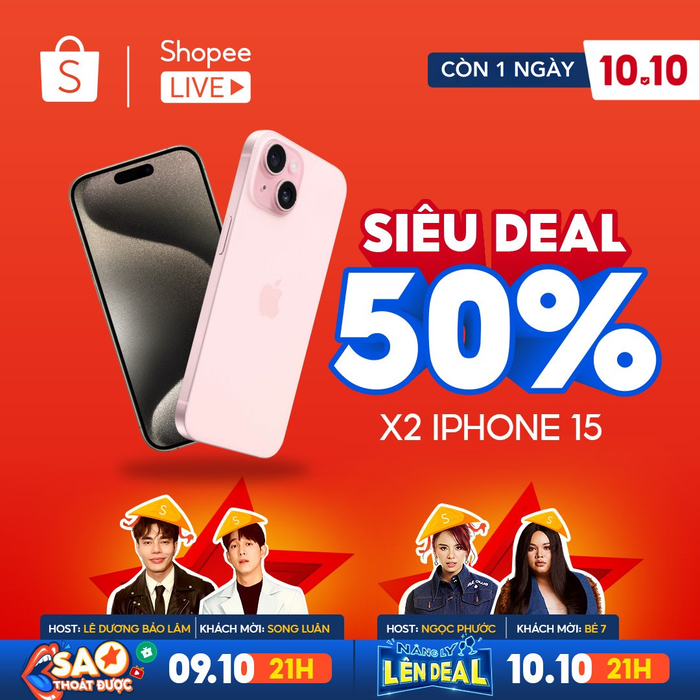 Không chỉ có loạt tiểu phẩm hài hước, hai buổi livestream đặc biệt vào tối hôm nay và ngày mai còn chiêu đãi người dùng cơ hội sở hữu iPhone 15 Pro và iPhone 15 Plus với giá chỉ bằng một nửa niêm yết