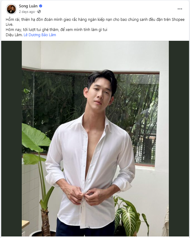 Song Luân tự tin dùng vẻ ngoài nam thần thách thức Diệu Lâm “gieo rắc kiếp nạn” cho mình như những người đồng nghiệp từng lên sóng Shopee Live