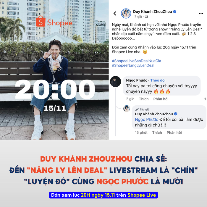 Trong bài đăng gần đây trên trang cá nhân, Duy Khánh xác nhận sẽ hội ngộ cùng Ngọc Phước trước thềm chuỗi sự kiện cuối năm