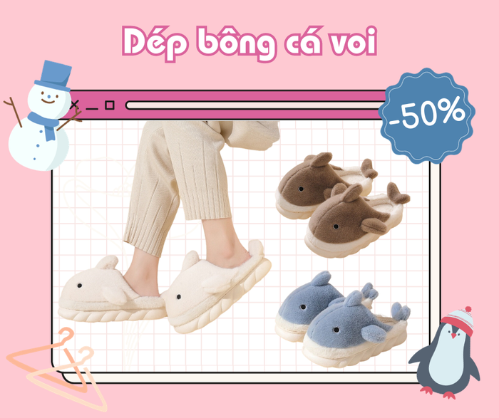 Item “cute phô mai que” này có đầy đủ các size từ 36 - 41 giúp bạn tha hồ lựa chọn cho mình và những người xung quanh để tạo nên một đội quân “cá voi” thật đáng yêu