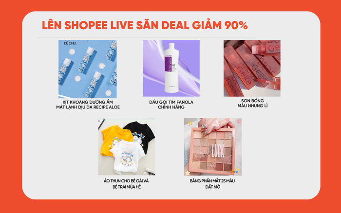 Loạt sản phẩm giảm đến 90% sẽ “đổ bộ” các phiên livestream trên app Shopee trong ngày hôm nay. Đặt lịch “Nhắc tôi” trên Shopee Live để không bỏ lỡ!