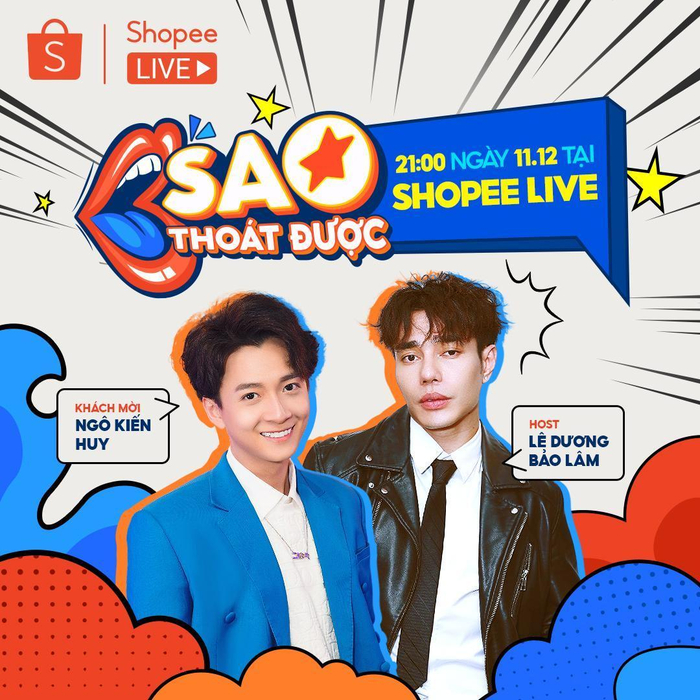 Ngô Kiến Huy và Lê Dương Bảo Lâm đến ngược đến “giờ vàng” trong chương trình Countdown: Sao thoát được, duy nhất chỉ có tại Shopee Live.