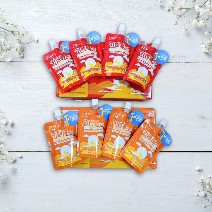 Nước nhung hươu cao cấp Ki&Young Step 1 với 2 sự lựa chọn về hương vị và công dụng giúp phụ huynh hóa giải nỗi lo về sức khỏe và khả năng đề kháng của con trẻ.