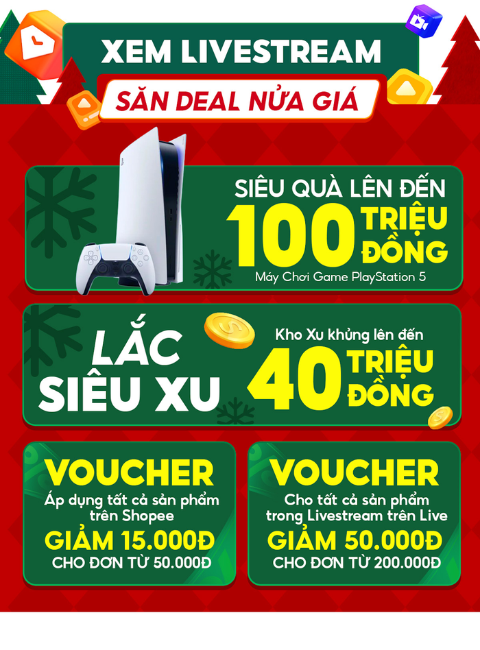 “Cơn mưa” ưu đãi bao gồm siêu quà lên đến 100 triệu đồng, kho 40 triệu Shopee xu đang chờ đón bạn tại tập đặc biệt số Giáng Sinh của chương trình Chuyện Vui Sốp Pi.