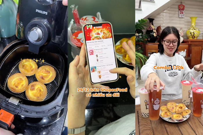 Bánh trứng đã có set nguyên liệu sẵn, còn trà sữa đã có ShopeeFood lo. Nàng dâu mới Phương Anh chỉ có nhiệm vụ bày tiệc ra bàn và nhận “cơn mưa” lời khen từ mẹ chồng mà thôi.