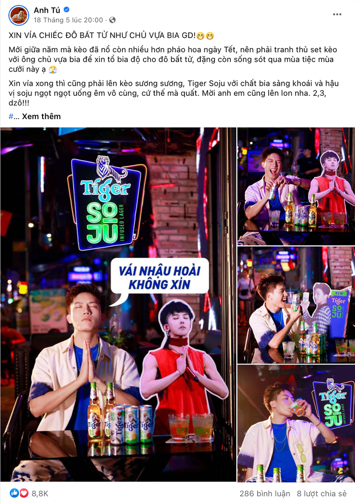 Giọng ca cực phẩm của Rap Việt hoá vựa muối khi “set-up” cả bàn Tiger Soju chỉ để xác nhận vị bia vô cùng xuất sắc, quả là đẹp trai làm gì cũng không thấy sai 