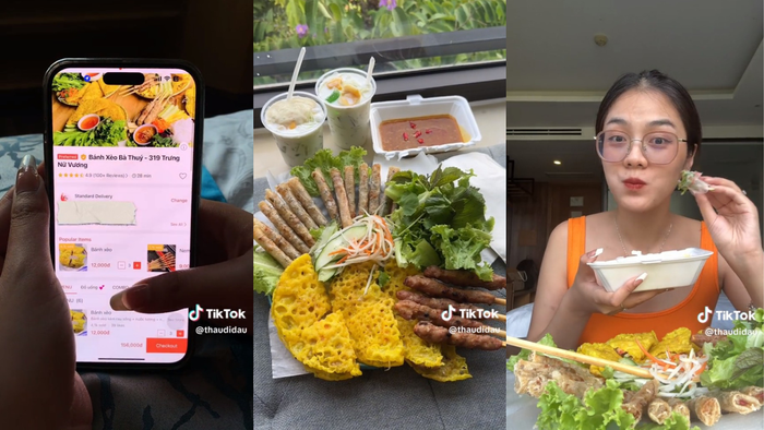 Không thể chờ đợi lâu hơn, cô nàng đã đặt ngay một phần bánh xèo Thúy trên ShopeeFood sau khi được nhân viên khách sạn gợi ý vài giây. 