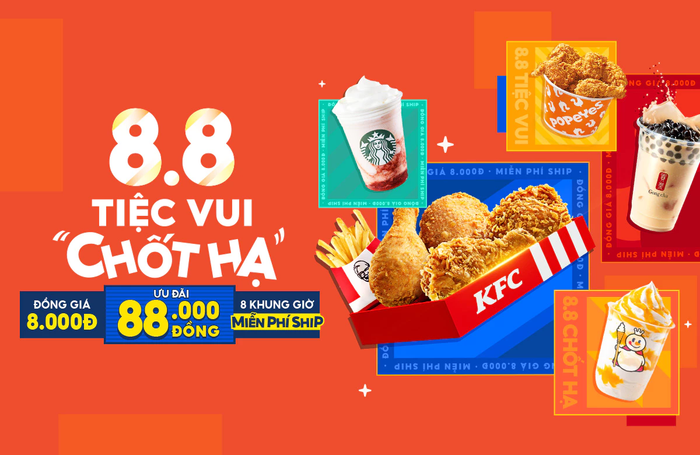 Chốt ngay các món ngon cực phẩm tại 8.8 Tiệc Vui “Chốt Hạ” trên ShopeeFood, chẳng còn lo mưa gió mỗi bữa trưa văn phòng.