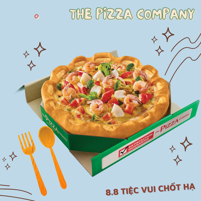 Đặc biệt, trong ngày 8.8, The Pizza Company sẽ “rút hầu bao” chiêu đãi tín đồ ăn uống voucher 100.000 đồng cho mọi đơn hàng từ 200.000 đồng. Ưu đãi hấp dẫn thế này chắc chắn sẽ “hot hòn họt”, đừng quên lên kèo Pizza cùng đồng nghiệp ngay kẻo lỡ!