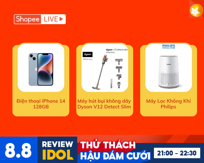 Livestream tối mai (8.8) sẽ là sân chơi dành cho các tín đồ điện tử công nghệ với hàng loạt deal độc quyền từ Apple, Dyson, Philips,... với ưu đãi chỉ nửa giá.